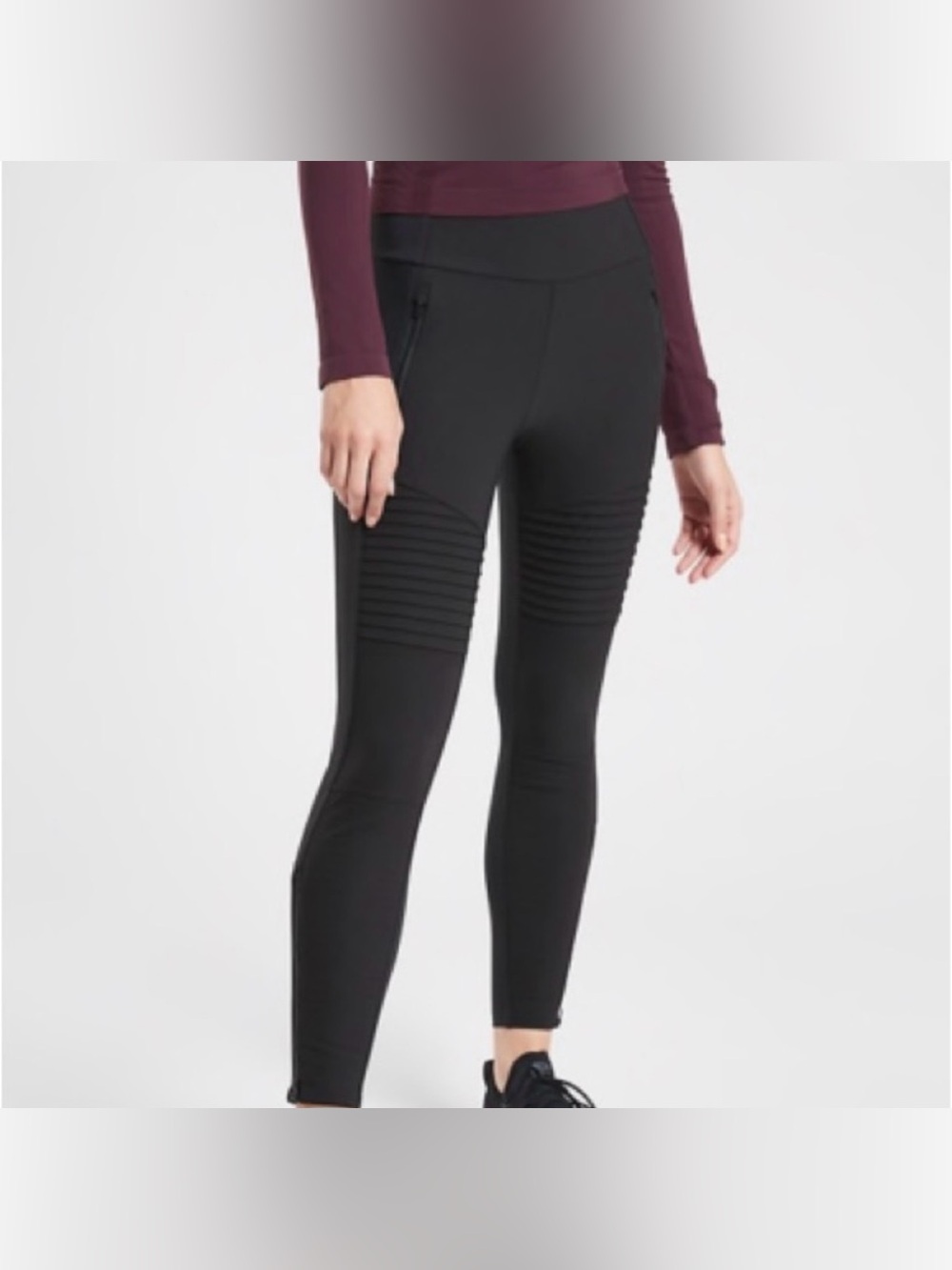 Athleta Black Headlands Hybrid Moto Tight Leggings Size 12